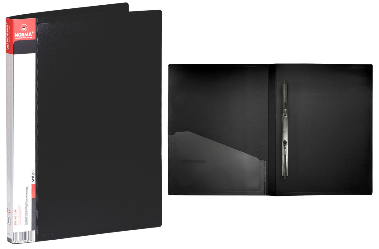 Папка-швидкозшивач NORMA (5032-01N), Clip A, А4, PP, 700 мкм., чорна